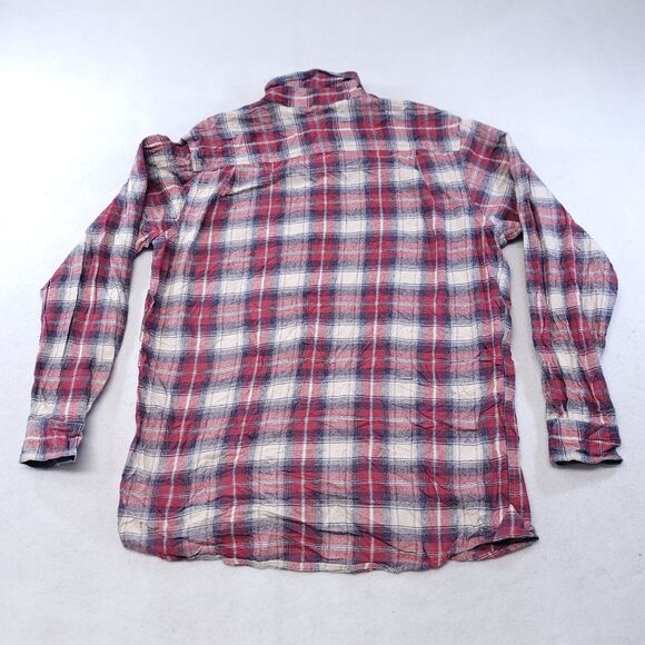 Backpacker Tartan Flannel Casual Button Up Shirt Mens Size Large L Red Blue - Picture 10 of 10